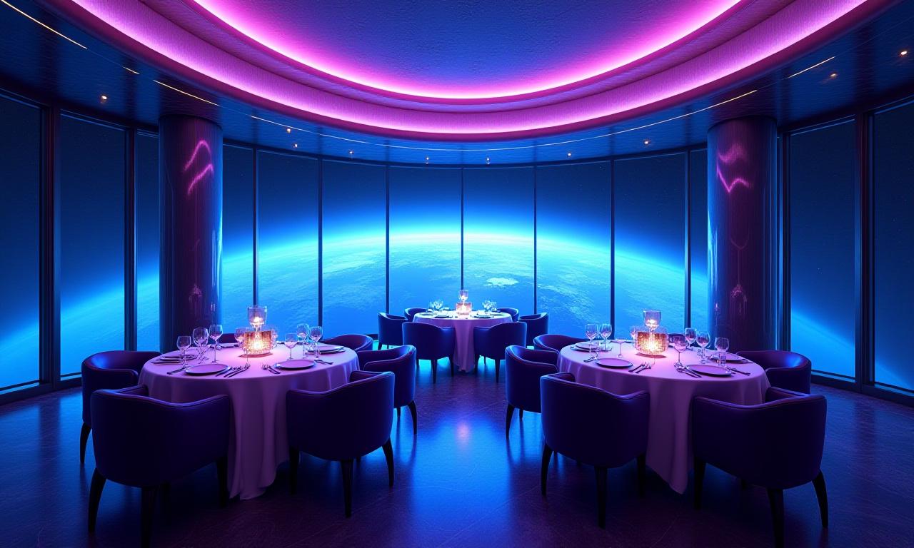 Intergalactic fine dining atmosphere